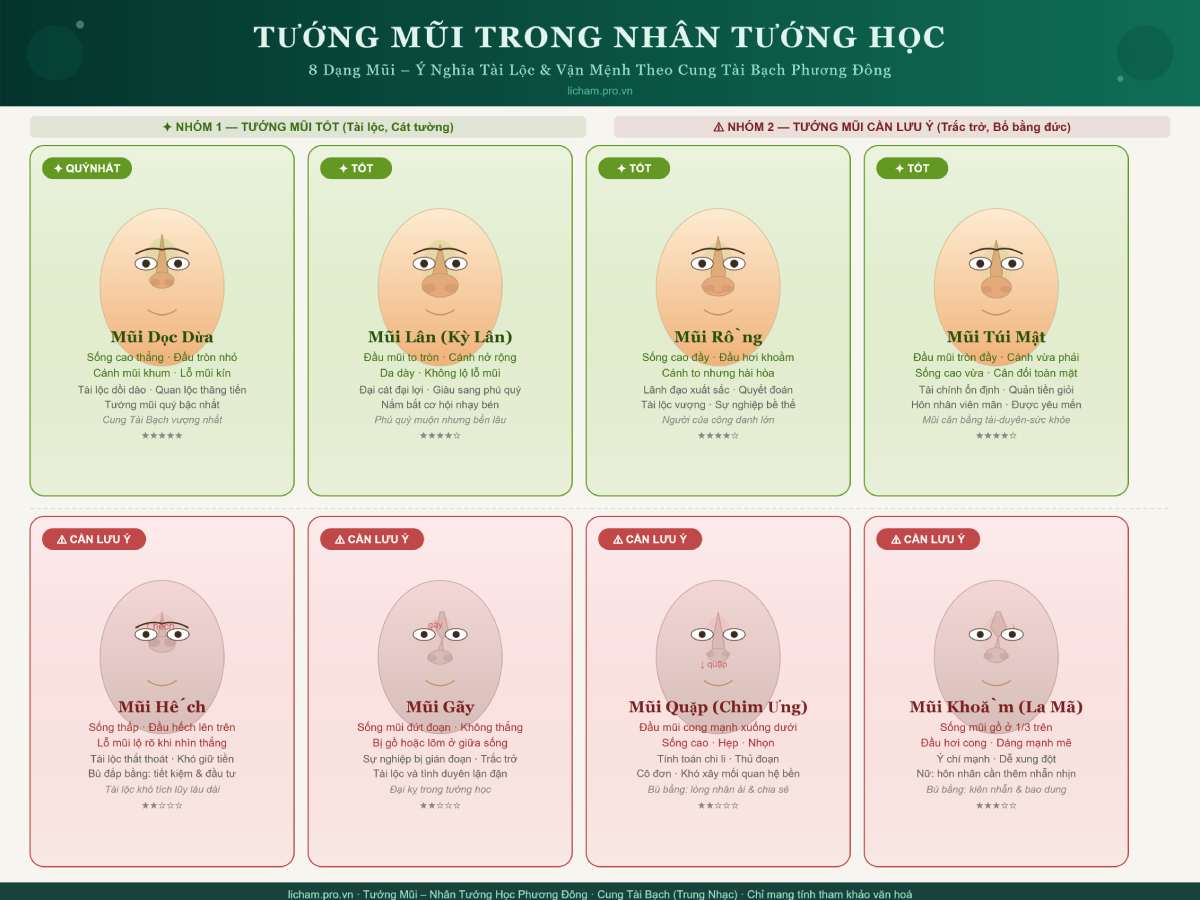 Mũi là "Trung Nhạc" và "Cung Tài Bạch" quan trọng nhất trên khuôn mặt theo nhân tướng học phương Đông